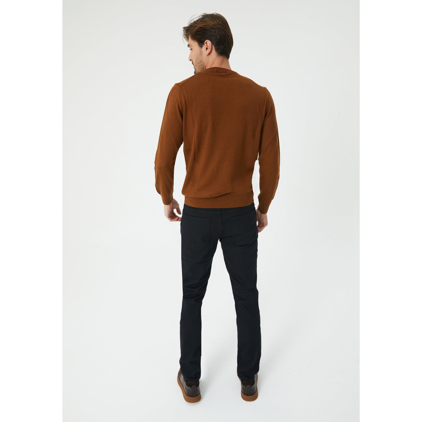 Terracotta Wool Blend Crew Neck Sweater
